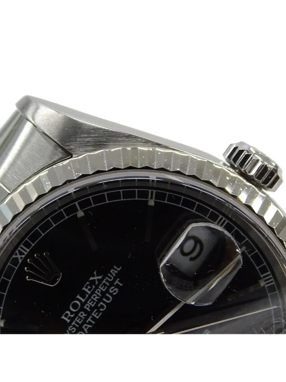 Rolex Datejust Watch Automatic at Stainless Steel White Gold WG Silver Black